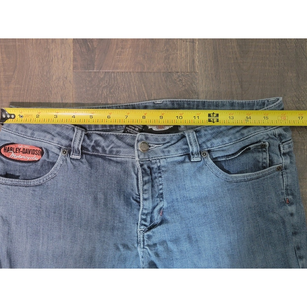Harley Davidson Motorcycle Womens Denim Jeans Flare Leg Blue Size‎ 8 Long - Picture 2 of 11
